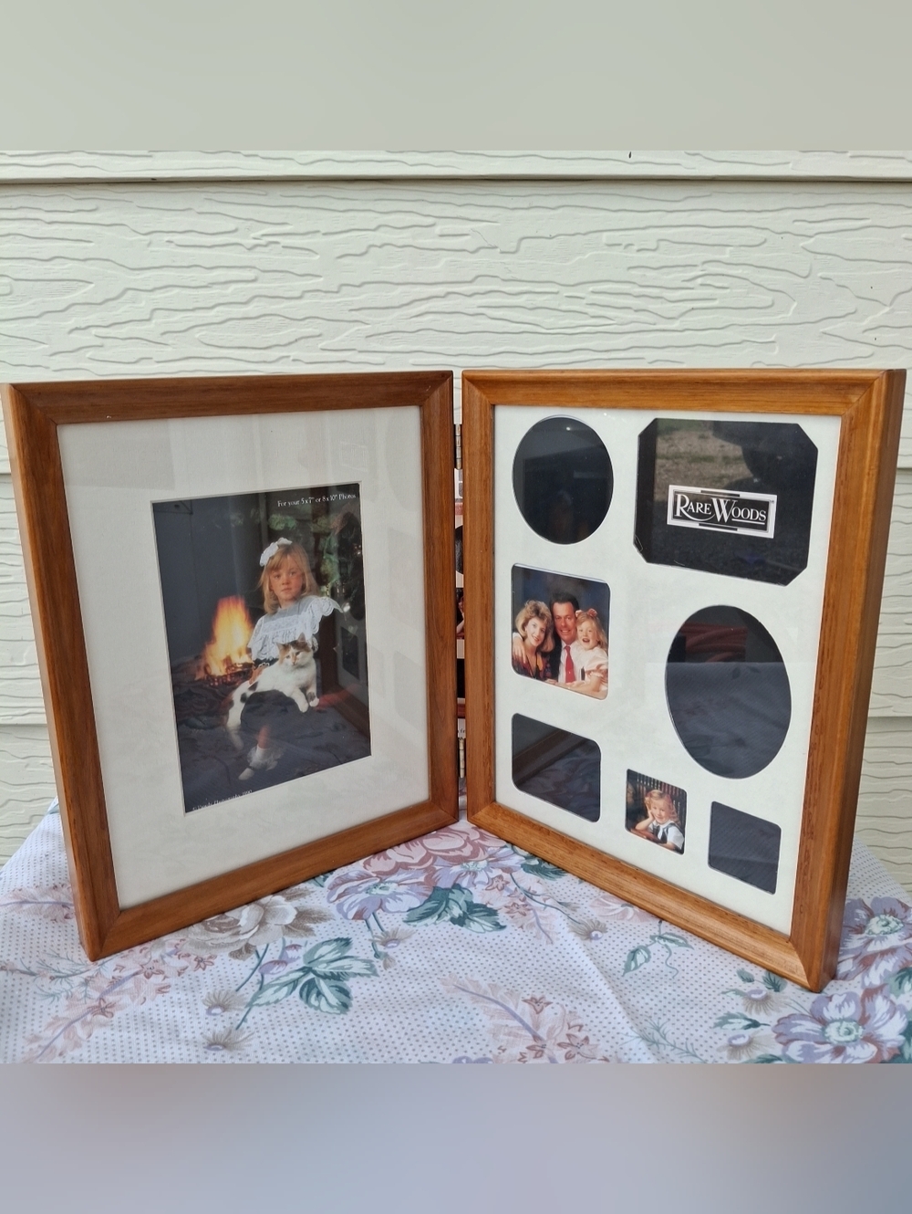 VINTAGE RARE WOODS MULTI-PICTURE FOLD OPEN PICTURE FRAME Walnut WOOD Thailand